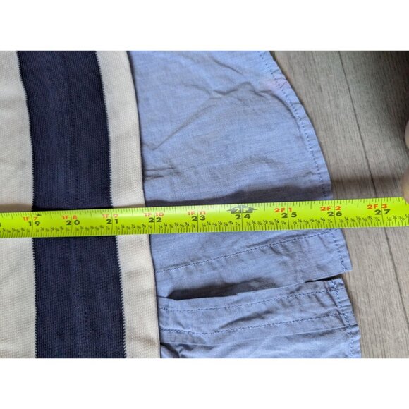 J.Crew XS Black & White Striped Long Sleeve Shirt With Layered Blue Hem - Picture 6 of 7